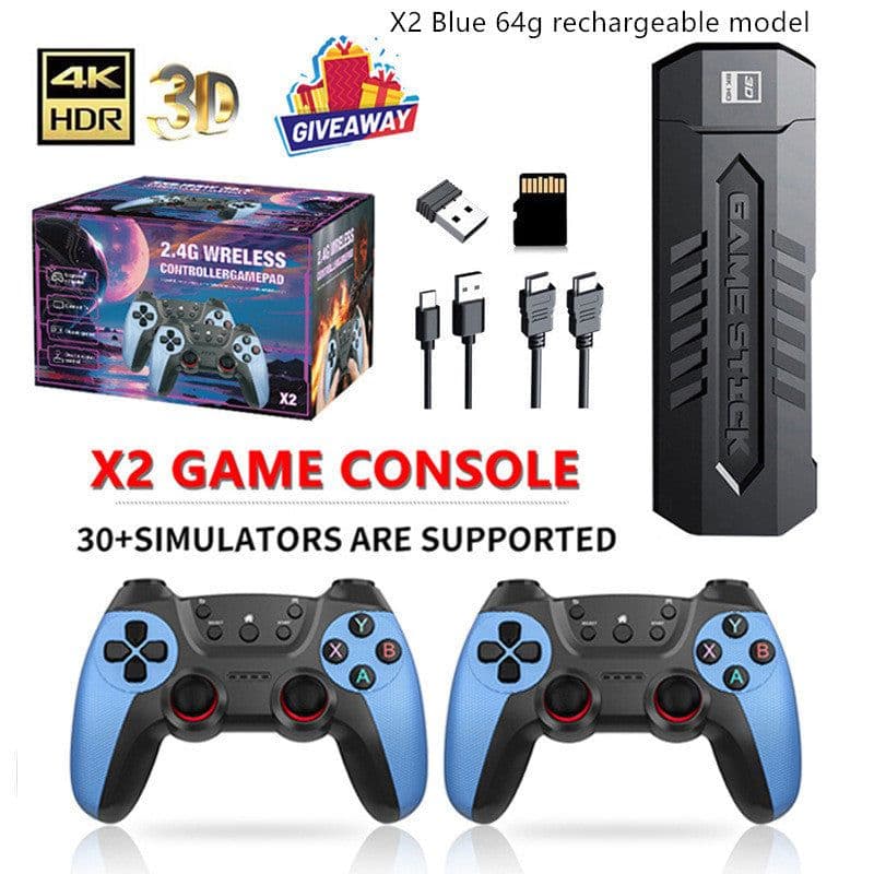 image-X2 Blue Game Console 4K Double Connection Battle Wireless