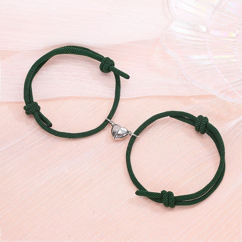image-Simple Alloy Love Magnets Attracting Couple Bracelets