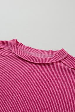 image-Medium Grey Textured Knit T-shirt with Exposed Stitching