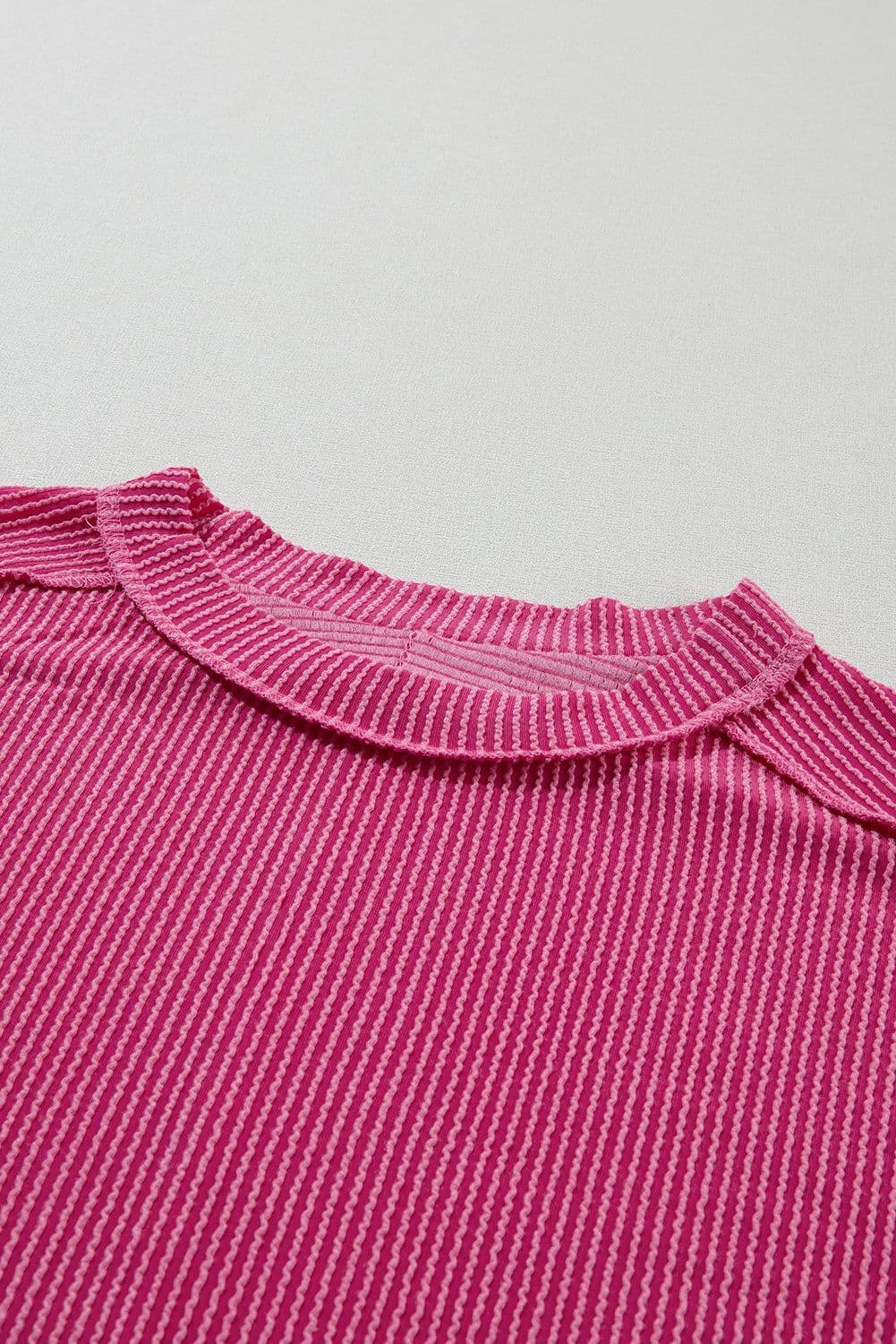 image-Medium Grey Textured Knit T-shirt with Exposed Stitching