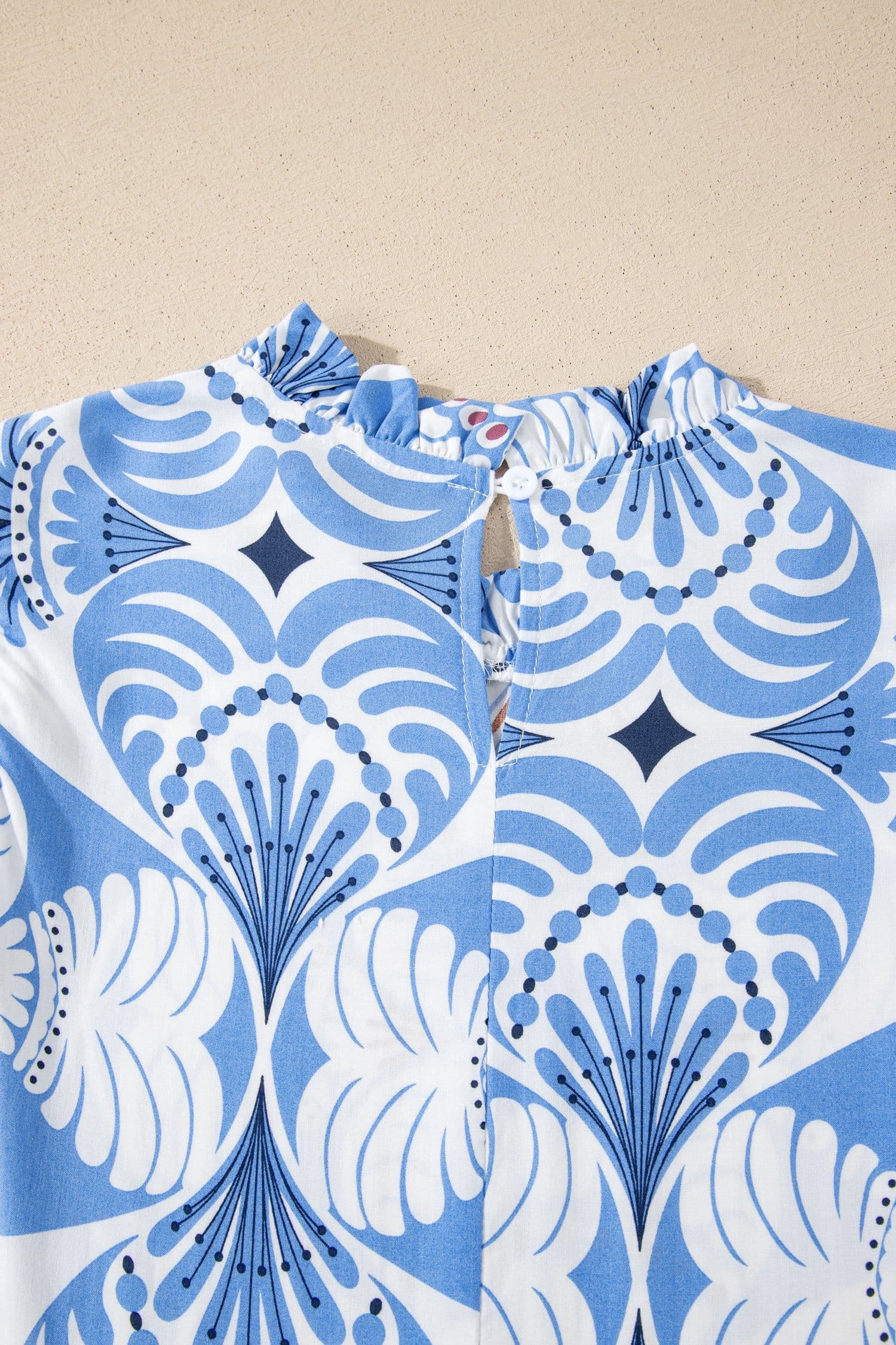 image-Sky Blue Tropical Botanic Print Flutter Sleeve Vacation Long Dress