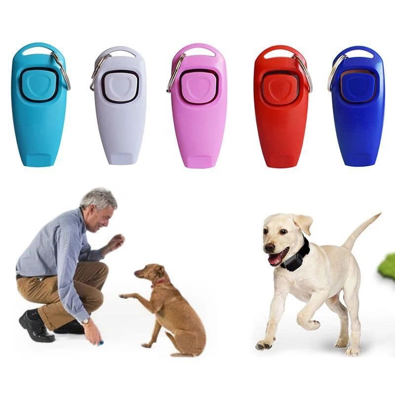 image-Combo Dog Clicker Whistle - Training Pet Trainer Click Puppy With Guide With Key Ring