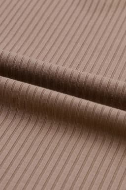 image-Khaki Ribbed Knit V Neck Top Chest Pocket