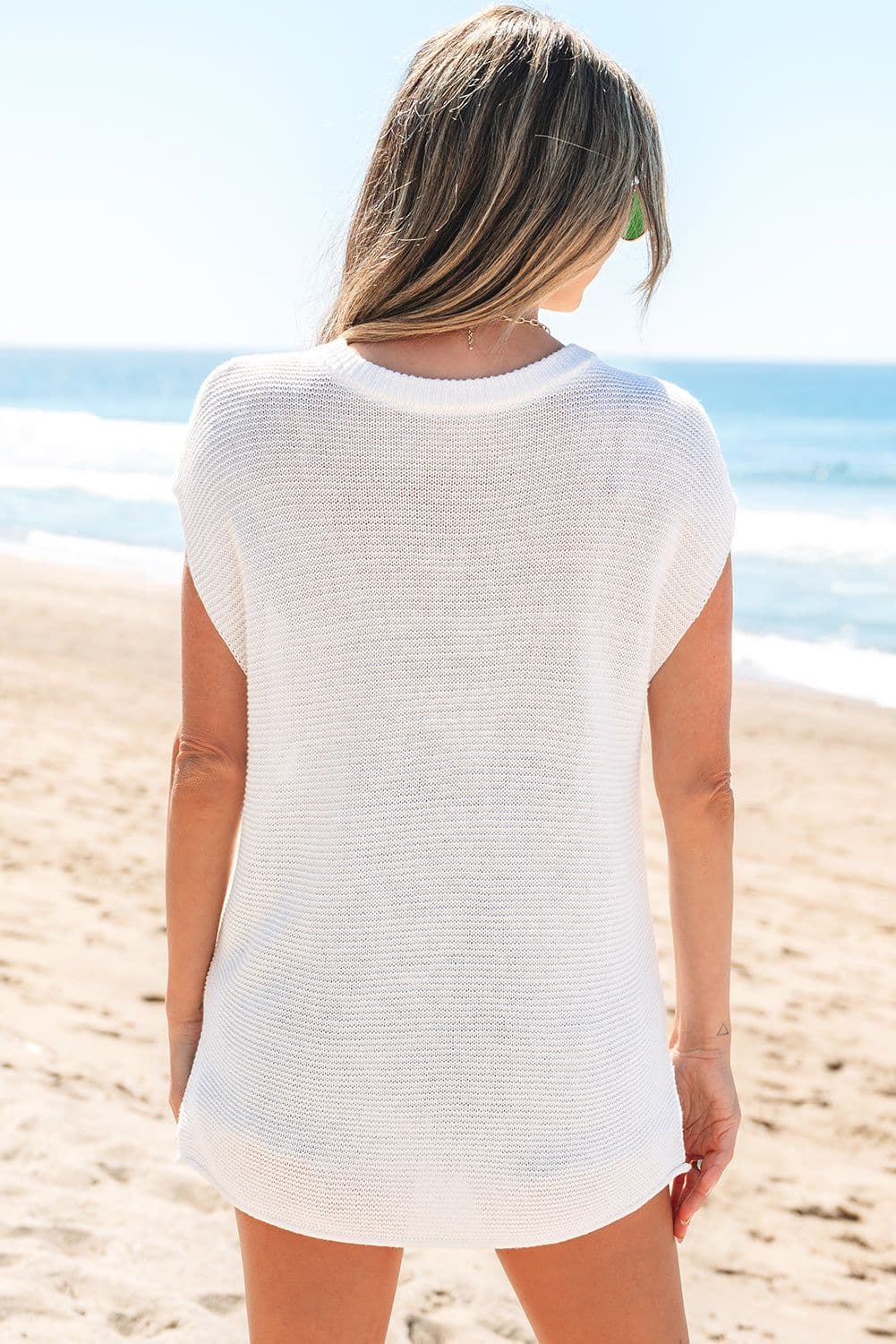 image-Pink Sweater Tee with Side Slits