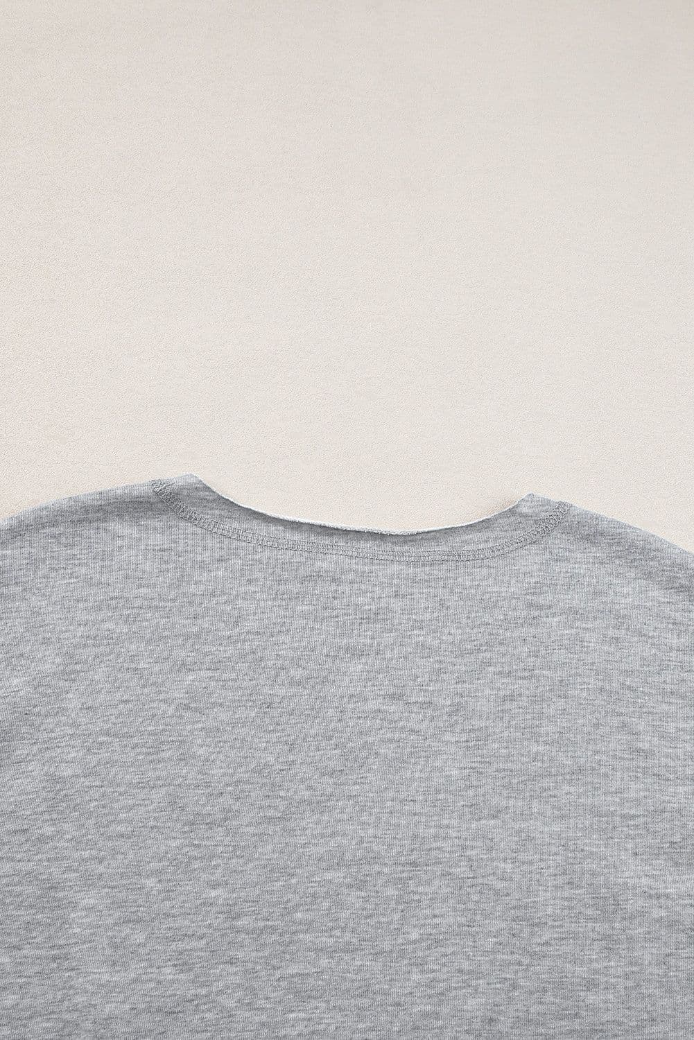 image-Light Grey USA Lettering Patch Notched Neck Loose Tee
