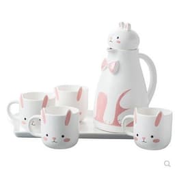 image-Modern creative water cup household ceramic living room tray cup water set European teapot teacup cold water kettle