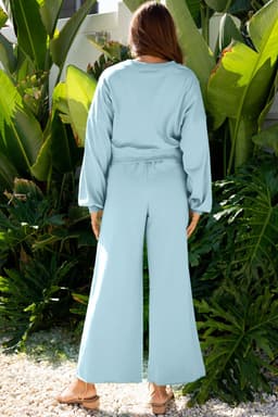 image-Flamingo Crop Pullover Wide Leg Pants Set - 2 Piece
