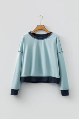 image-Iceland Blue Colorblock Crop Sweatshirt