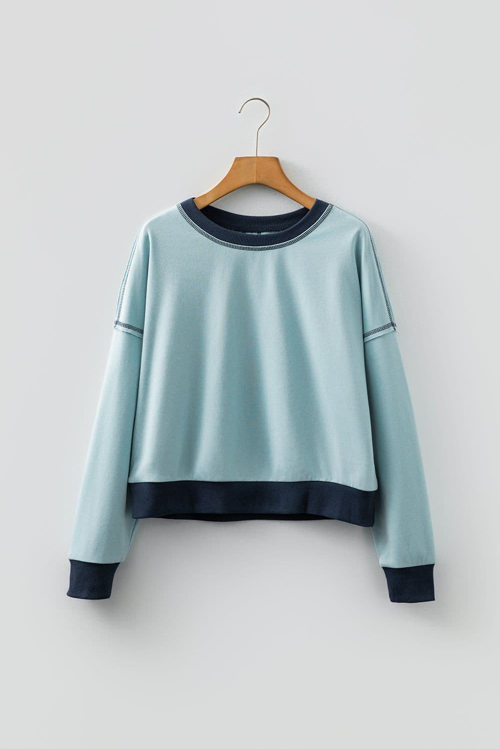image-Iceland Blue Colorblock Crop Sweatshirt
