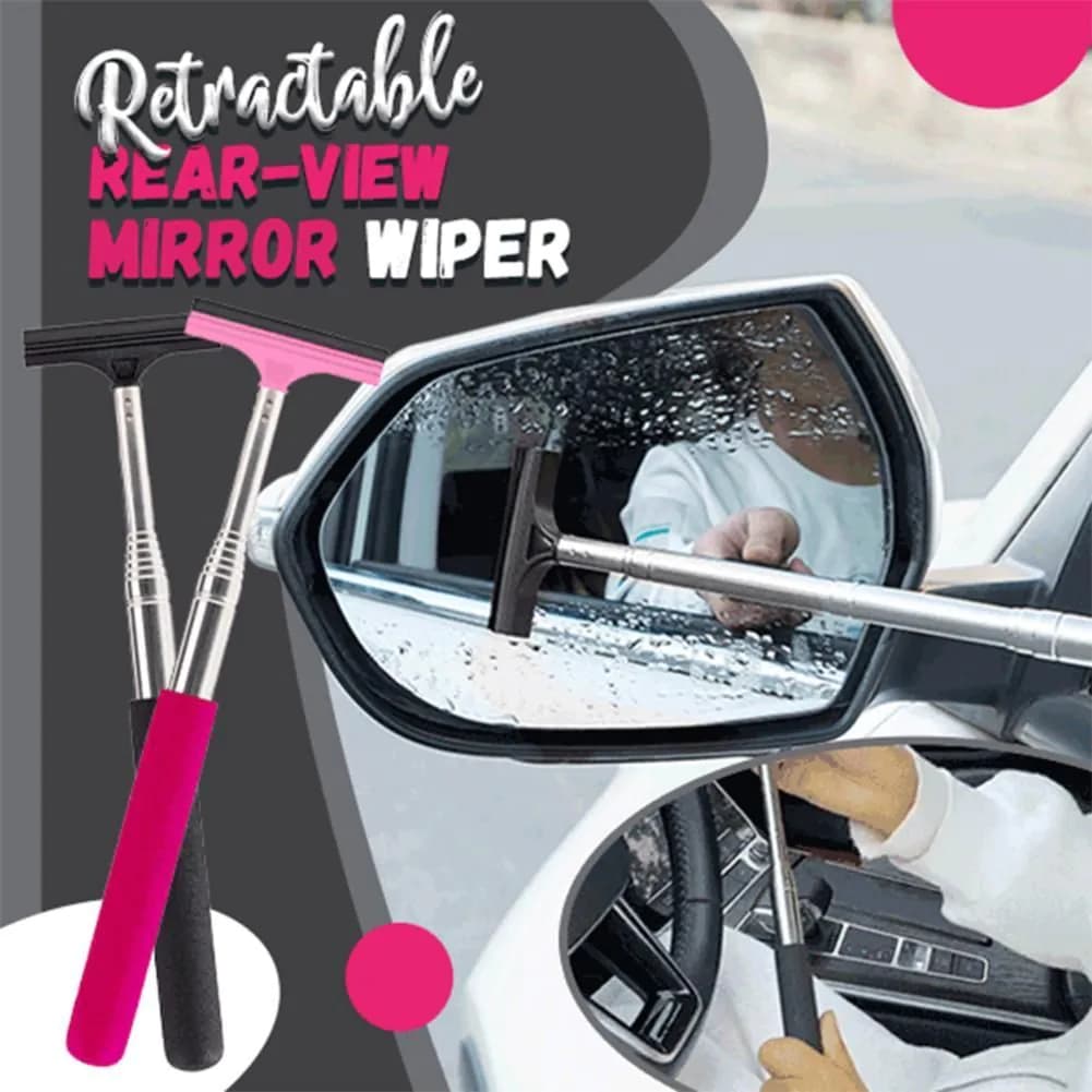 image-Car Rearview Mirror Wiper Retractable Portable Rainy Cleaning Supplies Rearview Mirror Water Remover Glass Rain Cleaning Tool