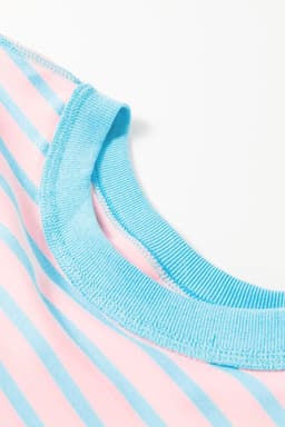 image-Pink Stripe Oversized T-Shirt Contrast Trim