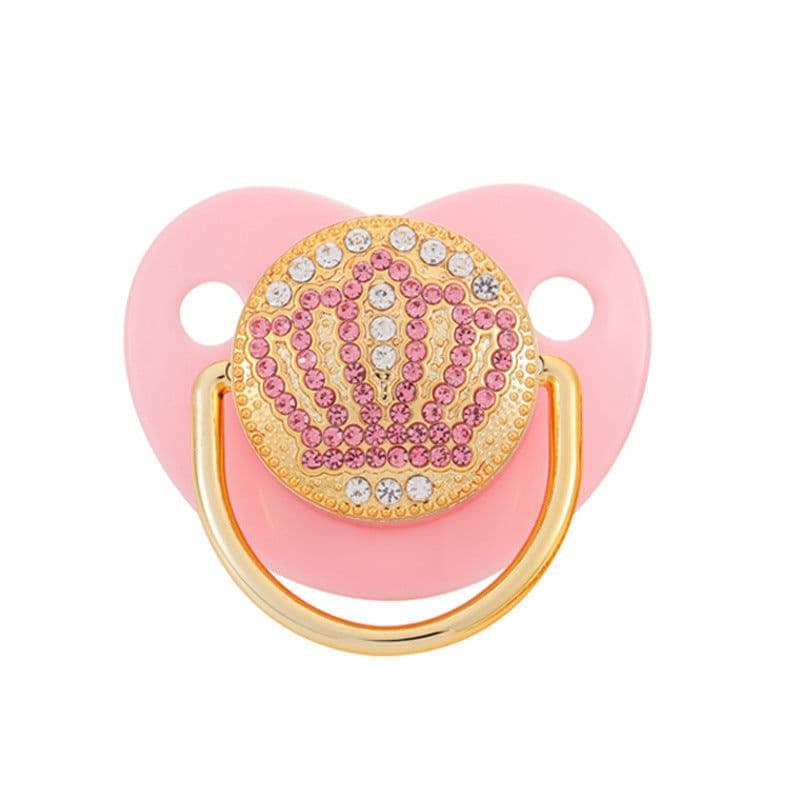image-0-18 Months Luxury Crown Diamond Baby Bling Bling Pacifier Infant Soother Newborn Baby Boy Girl For Shower Gift Chupete