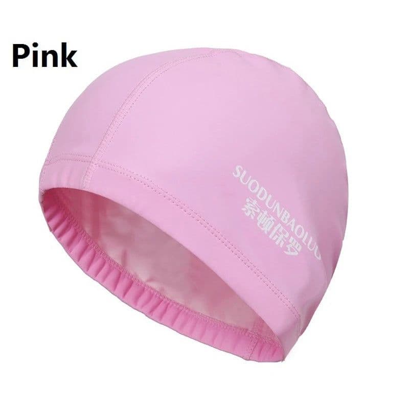 image-Waterproof PU Fabric Swim Cap Swimming Pool Accessories Water Sport Protect Ear Long Hair Bath Hat Plus Size for Men Women Adult