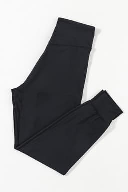 image-Black High Waist Joggers with Exposed Seam & Pockets