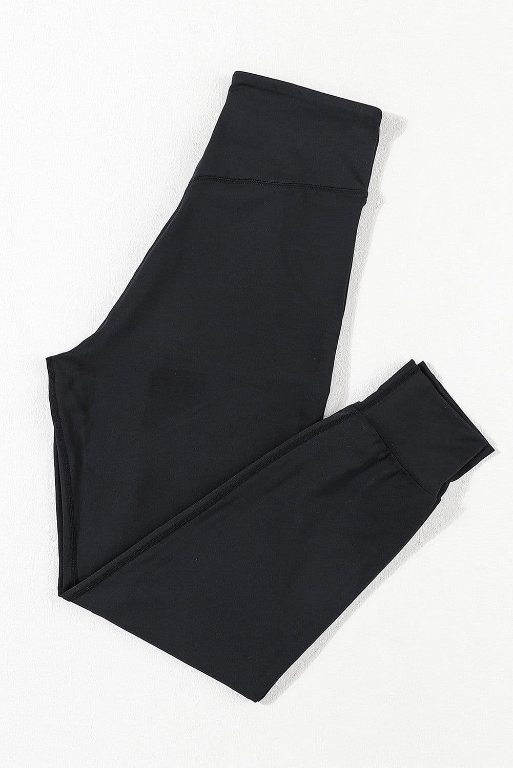 image-Black High Waist Joggers with Exposed Seam & Pockets