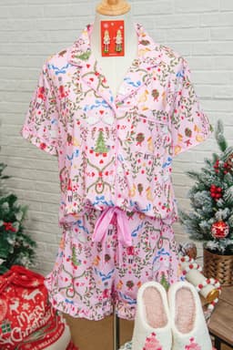 image-Pink Nutcracker Doll Christmas Pajama Set