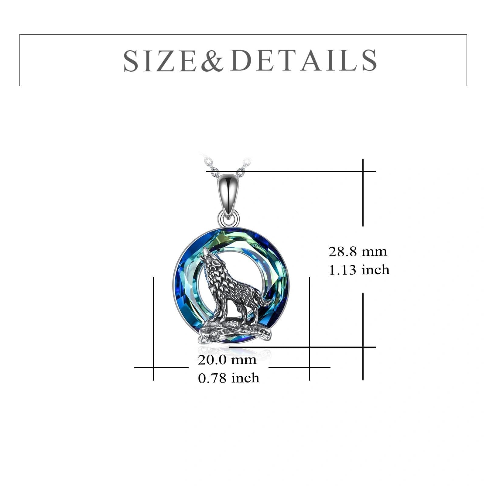 image-Sterling Silver Viking Wolf Earrings Necklace Jewelry with Crystal