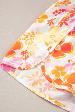 image-Pink Boho Floral Shirred High Waist Shorts