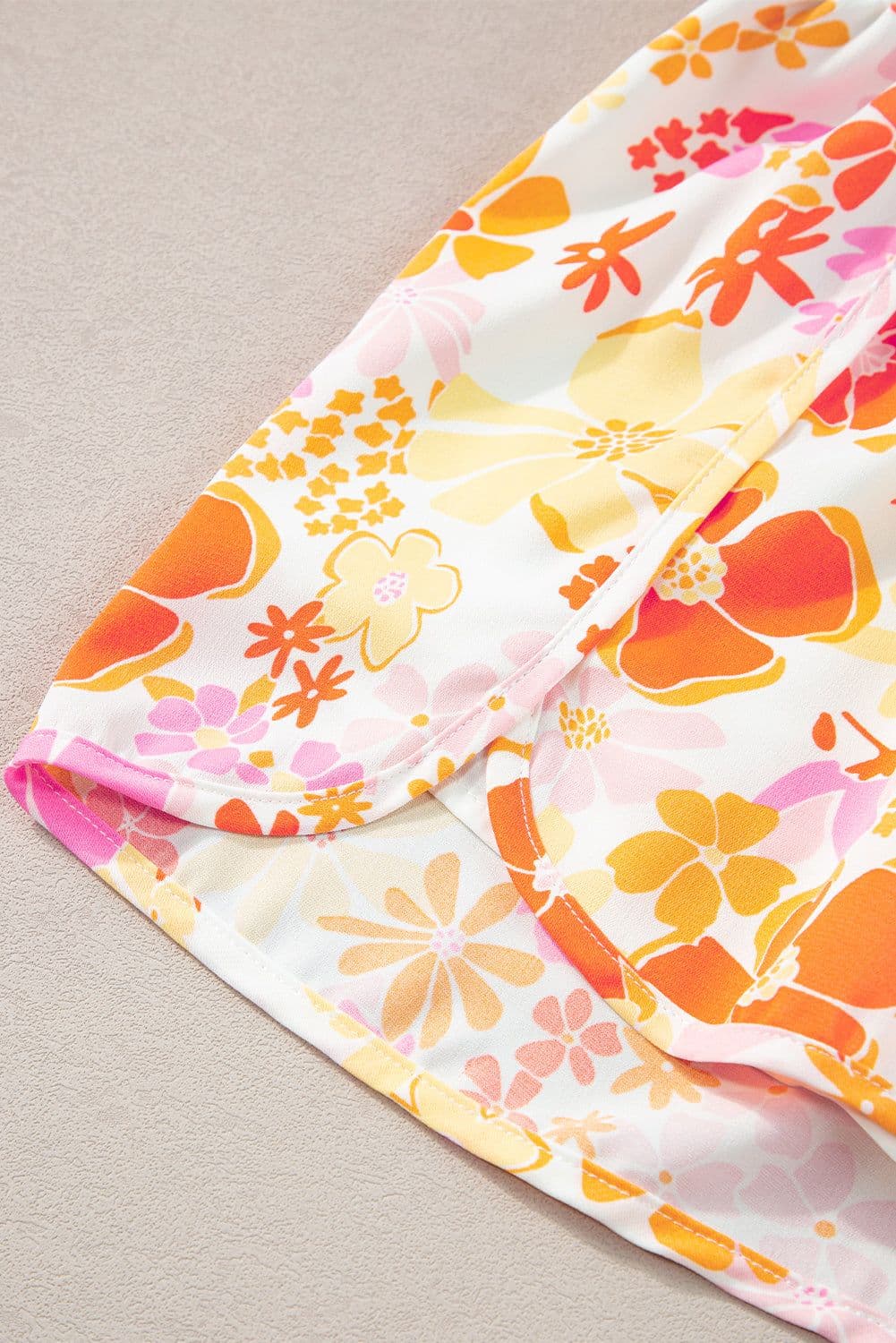 image-Pink Boho Floral Shirred High Waist Shorts