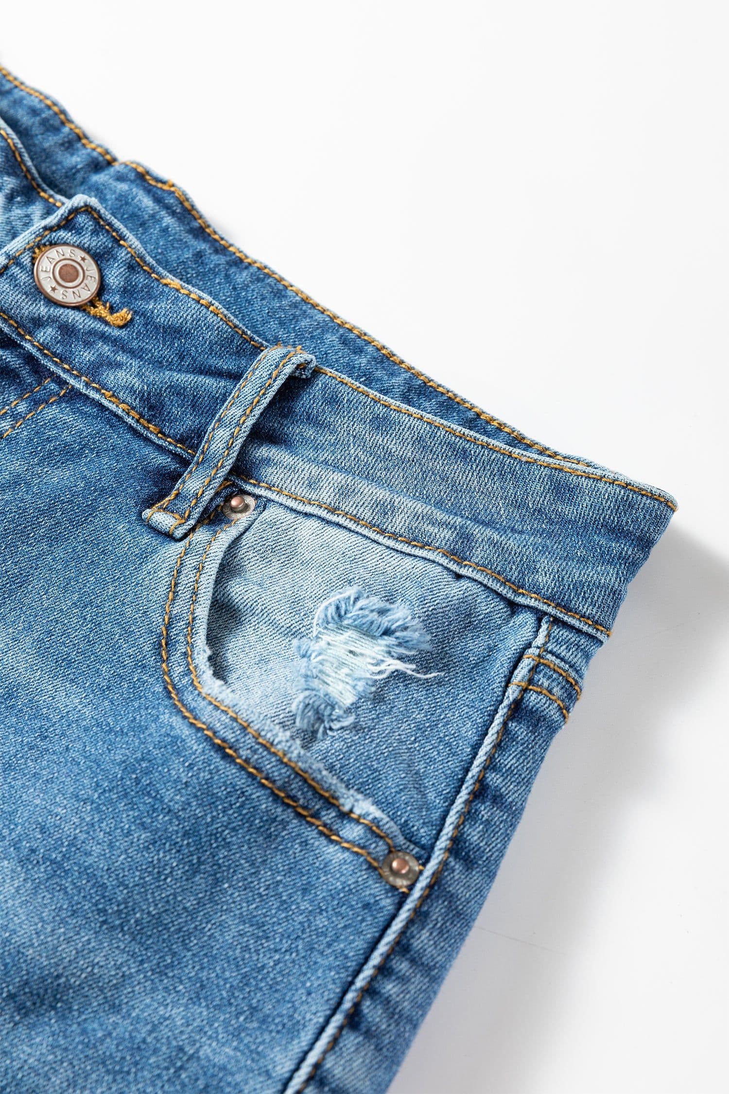 image-Myosotis Mid Rise Distressed Sneak Peek Straight Leg Jeans