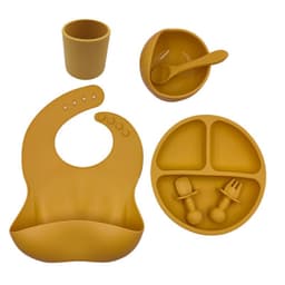 image-Baby Cutlery Set Silicone Bib Silicone Cup Spoon