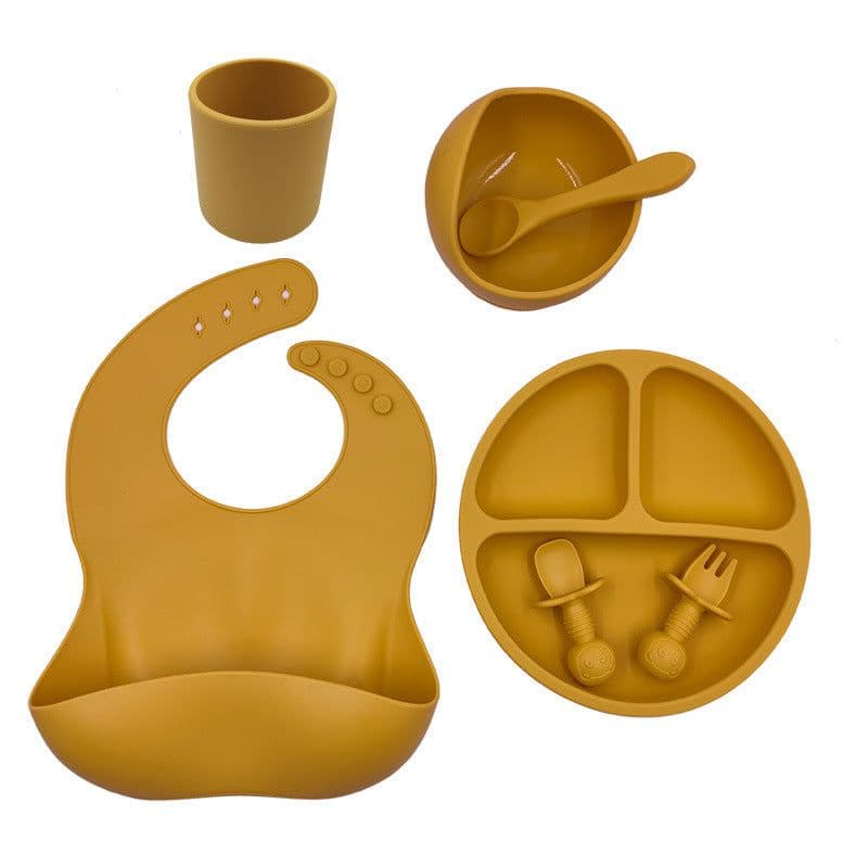 image-Baby Cutlery Set Silicone Bib Silicone Cup Spoon