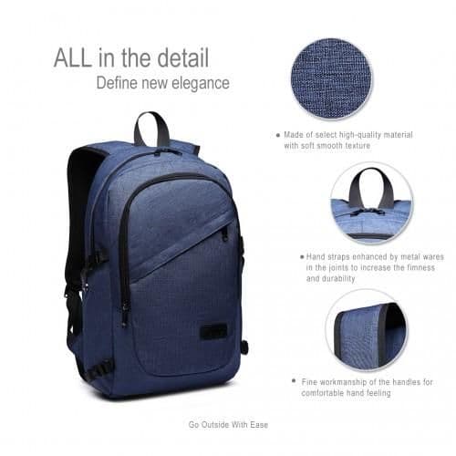 image-E6715 - Kono Business Laptop Backpack with USB Charging Port - Navy Blue