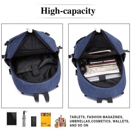 image-E6715 - Kono Business Laptop Backpack with USB Charging Port - Navy Blue