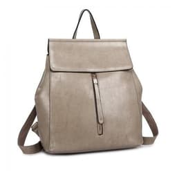 image-E6833 - MISS LULU Vintage Oil-Wax Faux Leather Backpack - Grey
