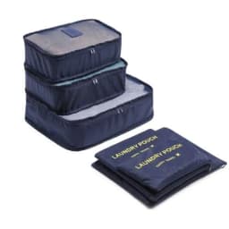 image-E6874-1 - Kono 6 Piece Polyester Travel Luggage Organiser Bag Set - Navy
