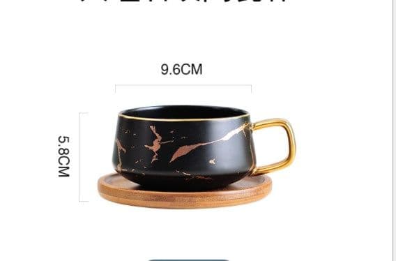 image-Ceramic Coffee Cup Mark Cup Marbled Household Water Cup Breakfast Cup With Lid Spoon