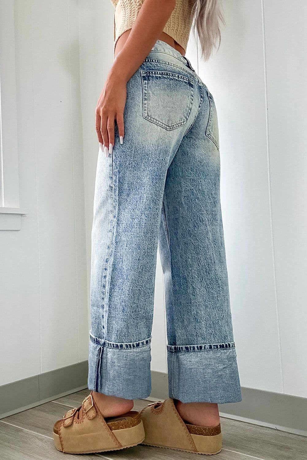 image-Myosotis High Rise Button Zip Fly Jeans - Medium Wash