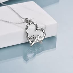 image-Sterling Silver Cow Heart Pendant Necklace for Women I Love You To The Moon And Back