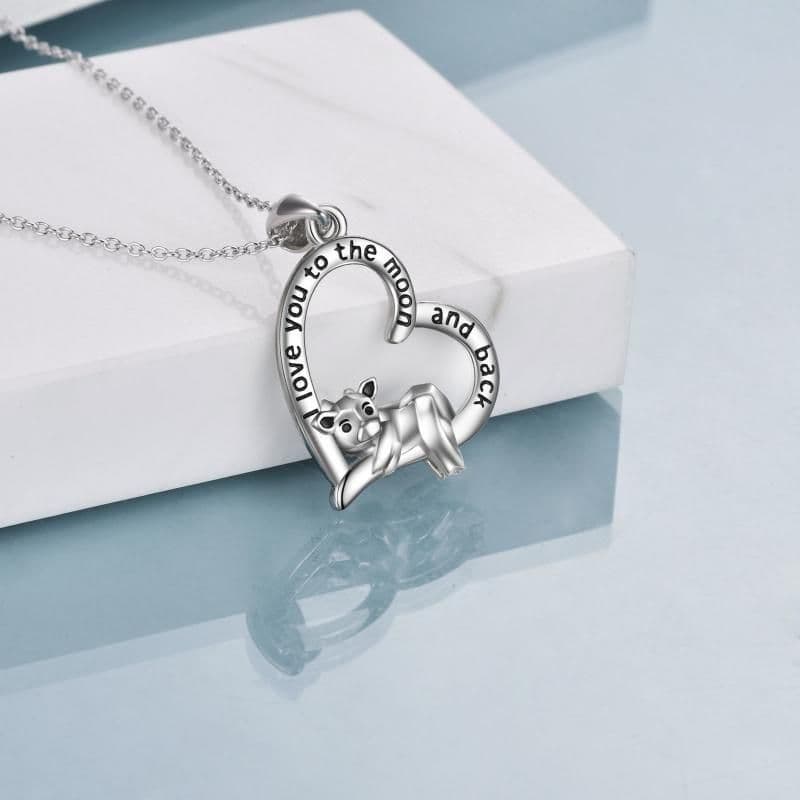 image-Sterling Silver Cow Heart Pendant Necklace for Women I Love You To The Moon And Back