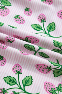 image-Pink Striped Strawberry Blouse - V Neck Flutter Sleeve