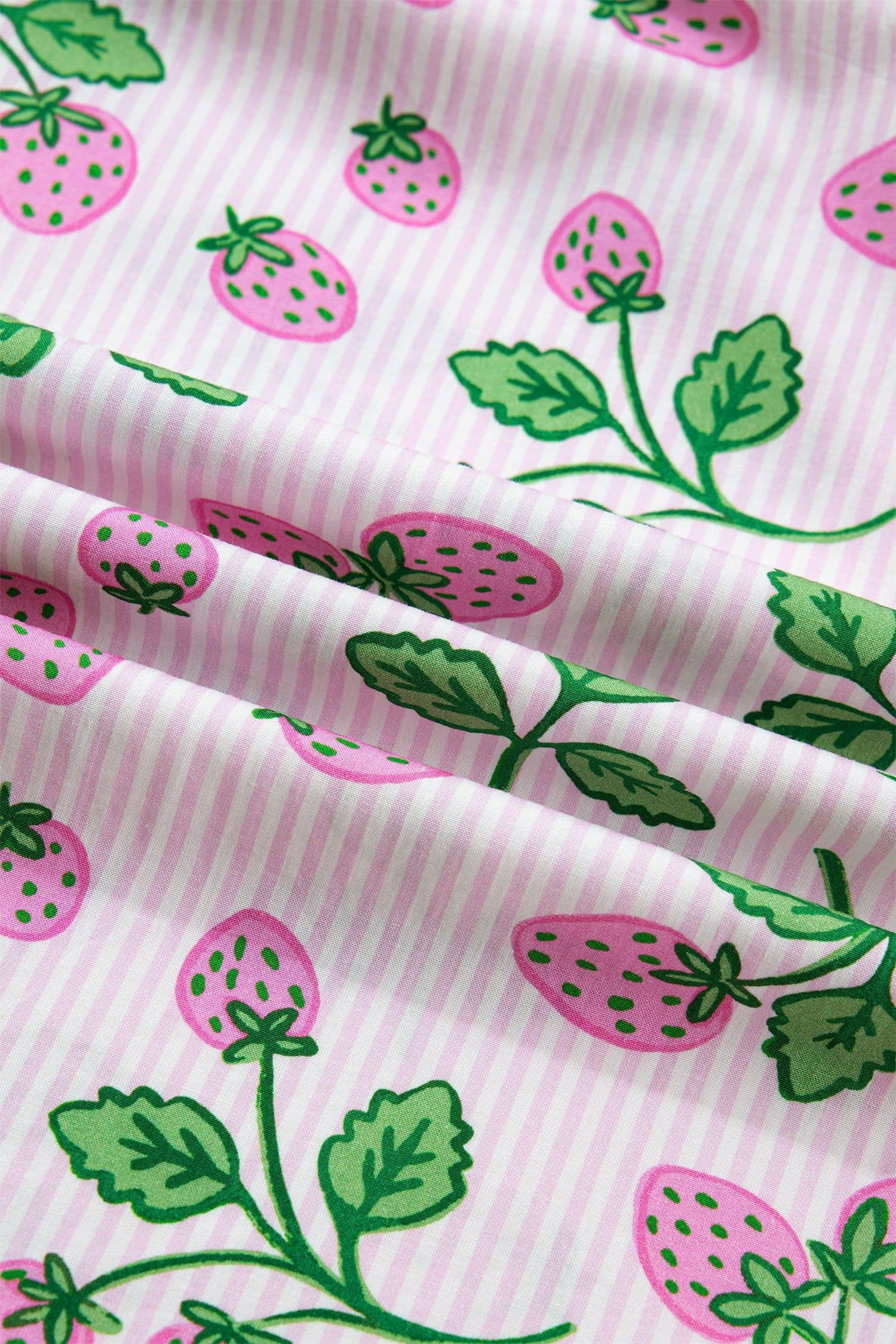 image-Pink Striped Strawberry Blouse - V Neck Flutter Sleeve