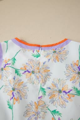image-White Floral Print Color Block Maxi Dress Belted