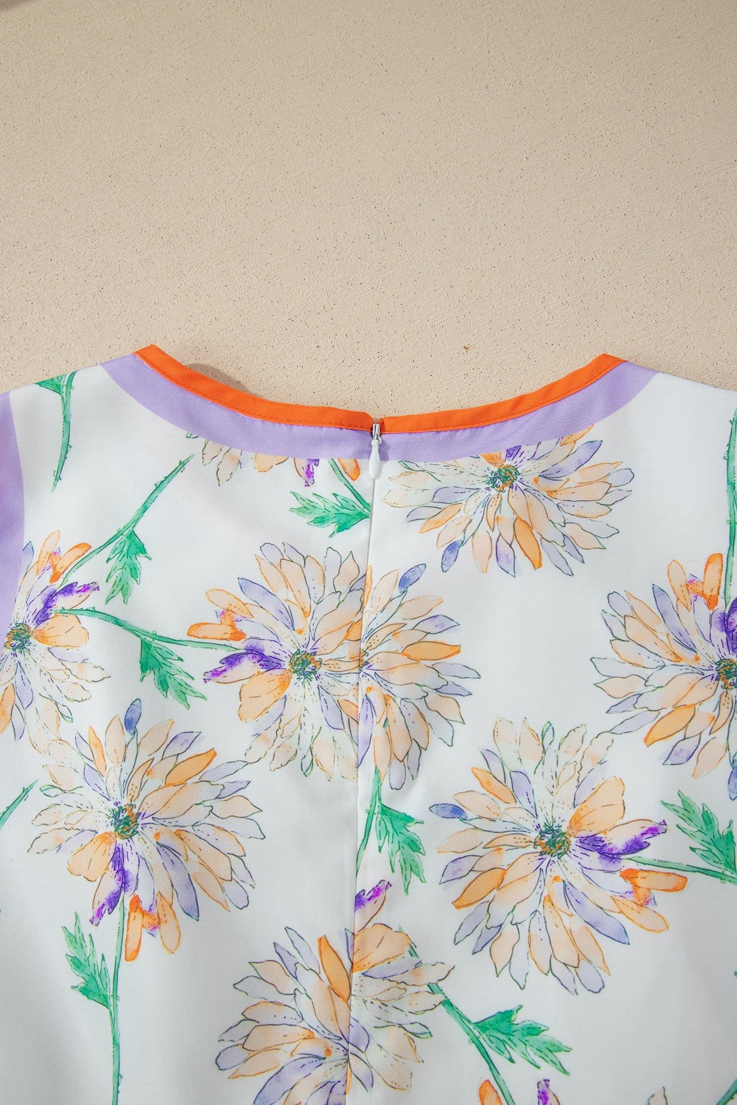 image-White Floral Print Color Block Maxi Dress Belted