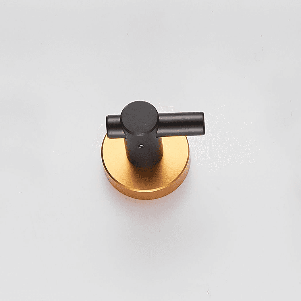 image-Round Base Wall Hanging Hook with Screws- Black Gold Hook, 4 Pack, for Entry Shoe Cabinet, Wardrobe Bathroom Bedroom Furniture Hardware