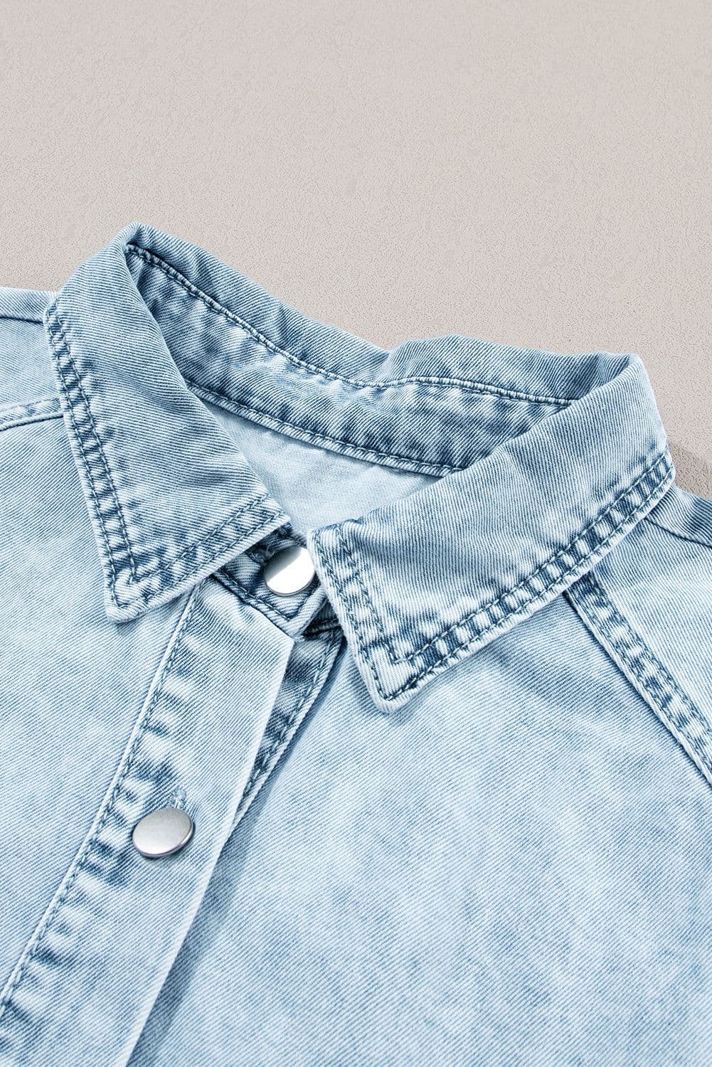 image-Beau Blue Mineral Wash Ruffled Denim Dress