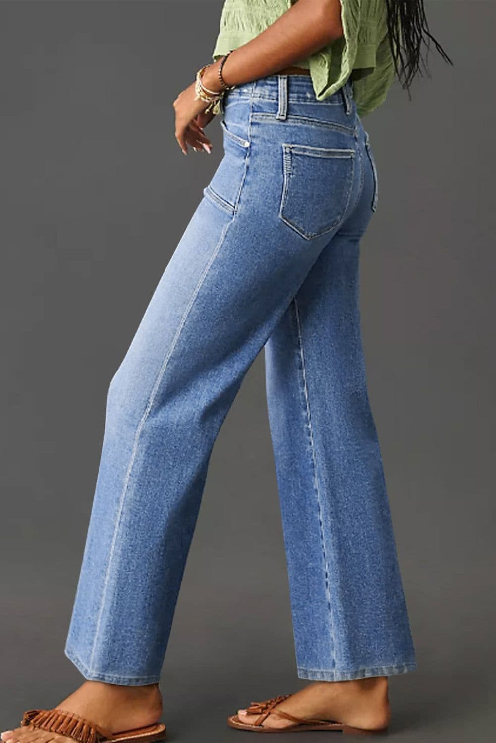 image-Beau Blue Loose Straight Leg Cropped Jeans