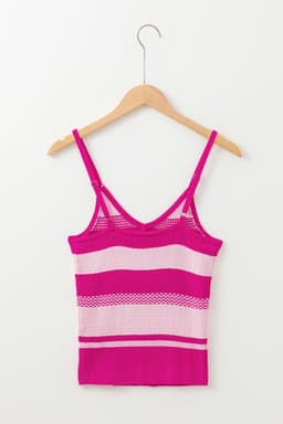 image-Red Stripe V-Neck Sweater Vest - Spaghetti Straps - Slim Fit
