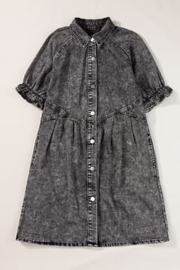 image-Beau Blue Mineral Wash Ruffled Denim Dress