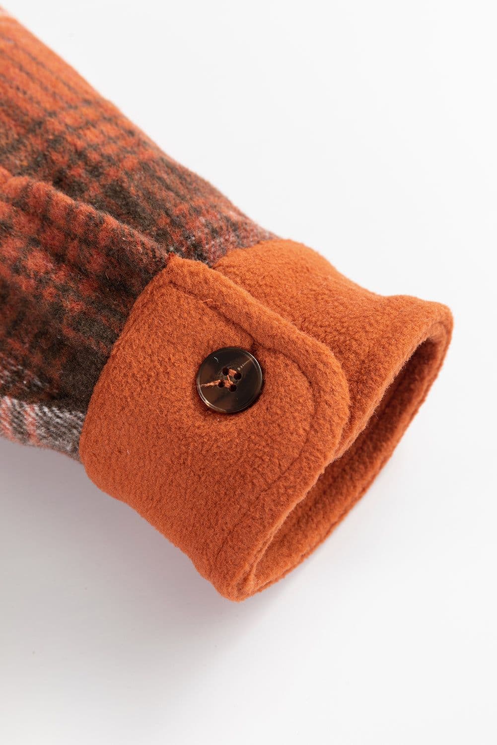 image-Khaki Plaid Pattern Shacket with Flap Pockets