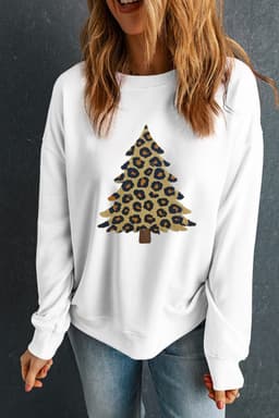 image-White Plush Leopard Tree Sweatshirt Drop Shoulder