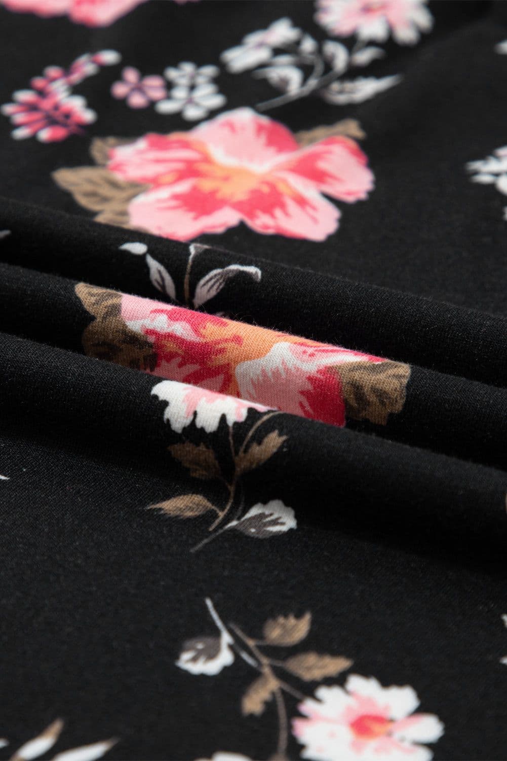 image-Black Floral Spaghetti Straps Strappy Back Tank Top