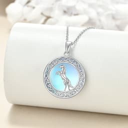 image-Sterling Silver Moonstone Horse Necklace Irish Celtic Jewelry