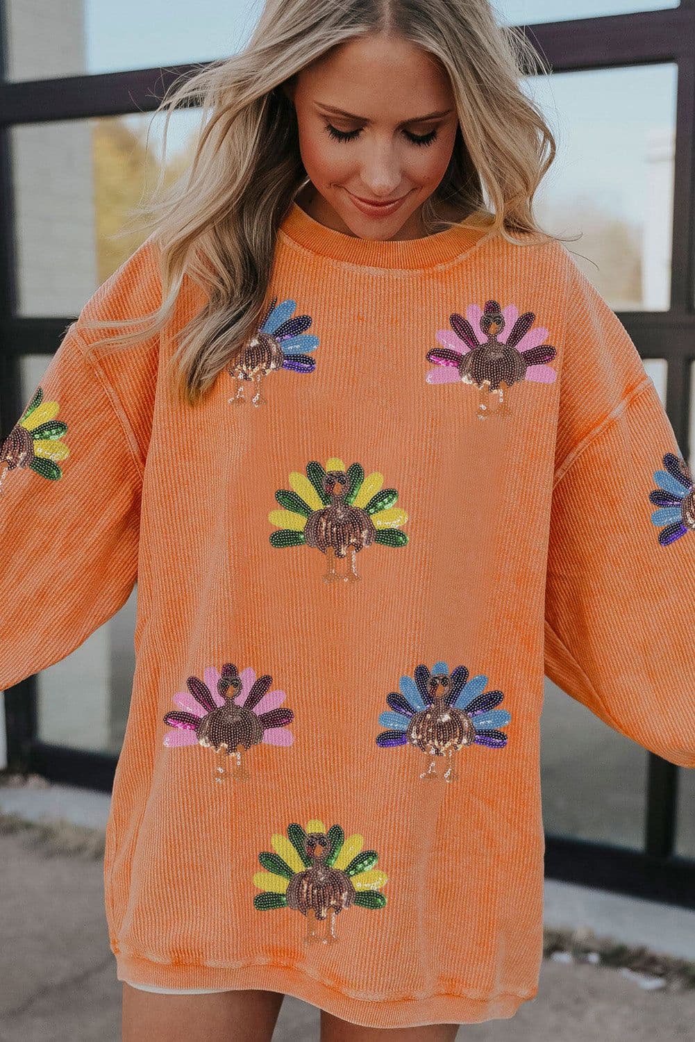 image-Apricot Turkey Graphic Baggy Sweatshirt