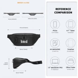 image-EA2136 - Kono Lightweight Fashion Sports Bum Bag For Men And Women - Black