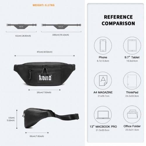 image-EA2136 - Kono Lightweight Fashion Sports Bum Bag For Men And Women - Black